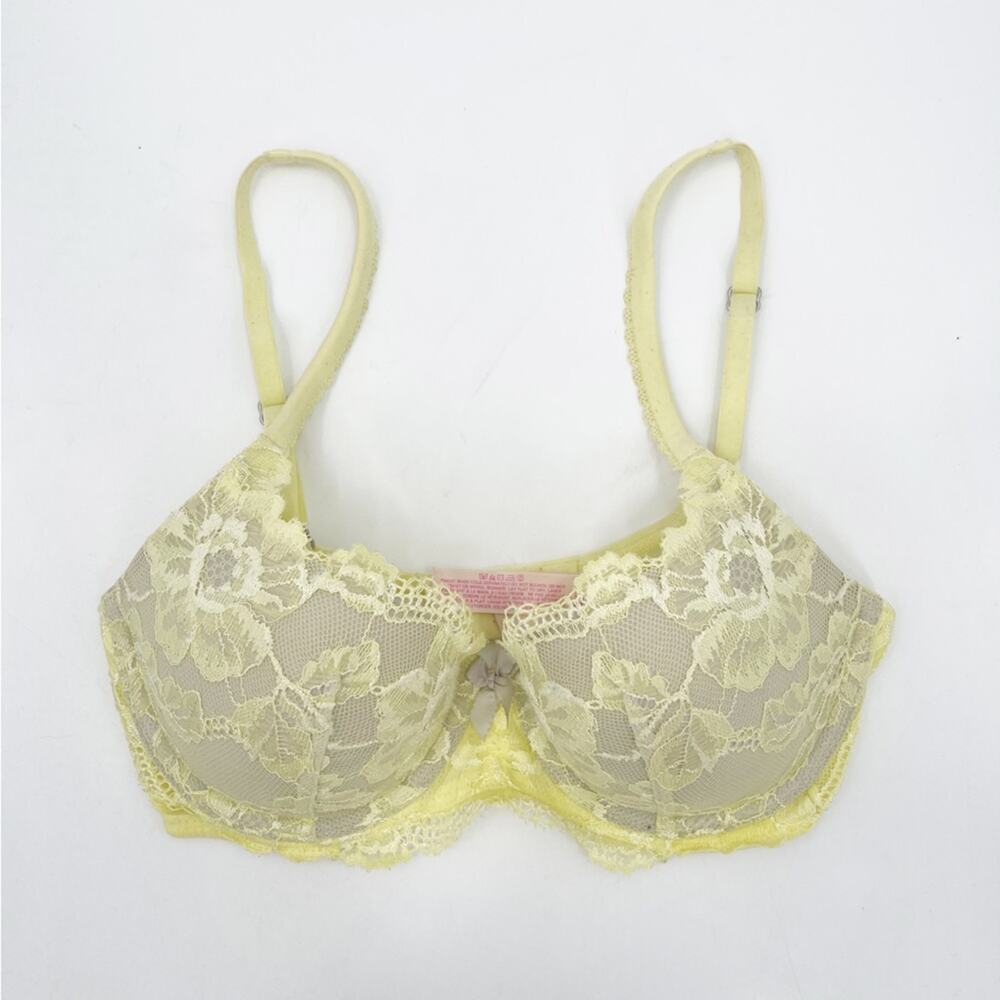 VICTORIA’S SECRET Bra Size 32D Body By Victoria Lined Demi Lace Yellow Lingerie